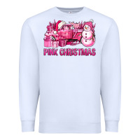 White Pink Christmas Truck Premium Sweatshirt - BundleAndBundleShop