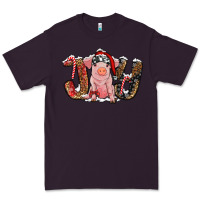 Plum Christmas Joy With Pig Premium Tee - RanaPortraitStore