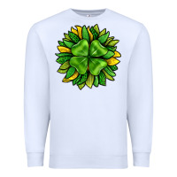 White St. Patricks Sunflower With Clover Premium Sweatshirt - BundleAndBundleShop
