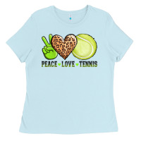 Baby Blue peace love tennis Ladies Tee - AdoDesignShop