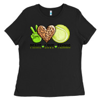 Black peace love tennis Ladies Tee - AdoDesignShop