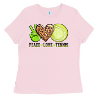 Bubblegum Pink peace love tennis Ladies Tee - AdoDesignShop