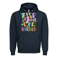 Navy teacher bunny's Zipper Hoodie - MaliasSmallBusiness