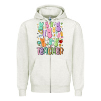 Oatmeal Heather teacher bunny's Zipper Hoodie - MaliasSmallBusiness