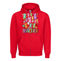 Red teacher bunny's Zipper Hoodie - MaliasSmallBusiness