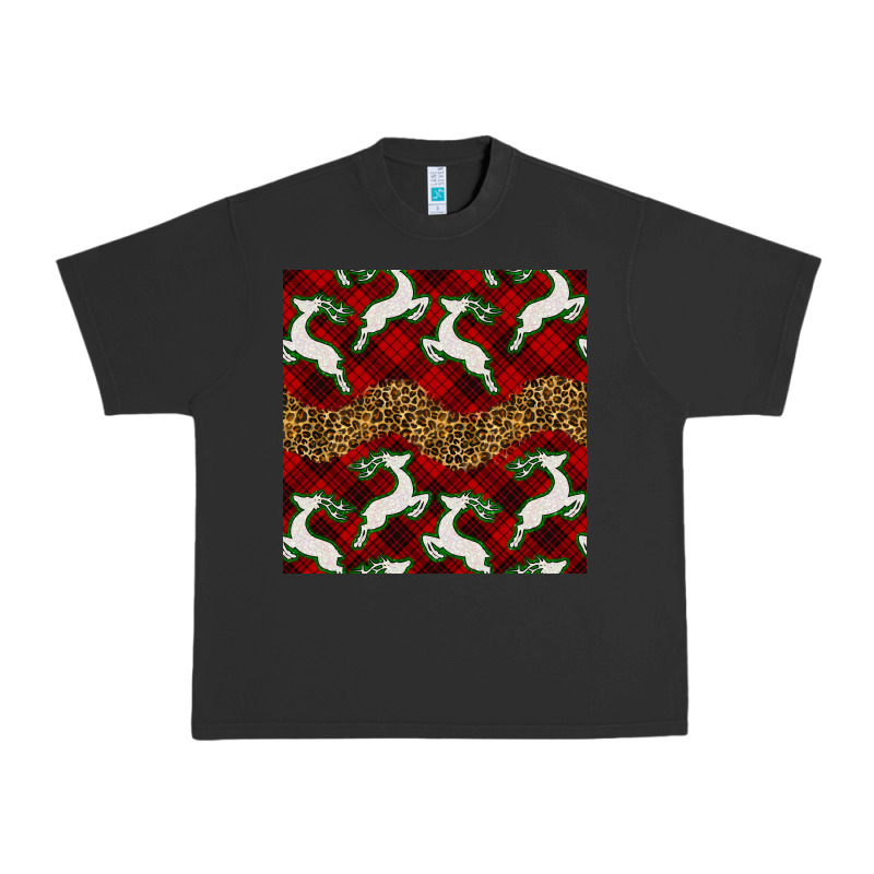 Christmas Deer And Plaid Seamless Pattern Urban Heavy Tee by BundleAndBundleShop | Teevron