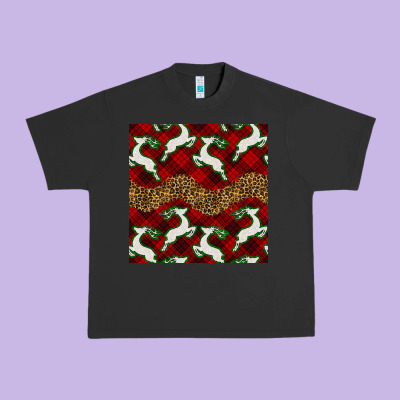 Christmas Deer And Plaid Seamless Pattern Urban Heavy Tee Designed By Bundleandbundleshop