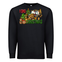Black I Dig Christmas Backhoe Loader Premium Sweatshirt - BundleAndBundleShop