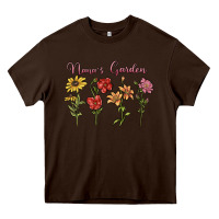 Chocolate Brown nana's garden Heavy Core Tee - MaliasSmallBusiness