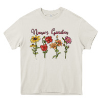 Cream nana's garden Heavy Core Tee - MaliasSmallBusiness