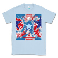 Dusty Blue patriotic tie dye stars Classic Tee - BundleAndBundleShop
