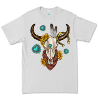 Dove Grey western cow skull Premium Tee - texasbilliewilder