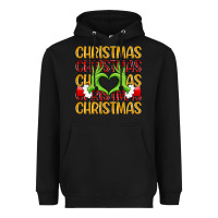 Black christmas grinch heart hands Heavyweight Hoodie - MaliasSmallBusiness