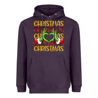 Plum christmas grinch heart hands Heavyweight Hoodie - MaliasSmallBusiness
