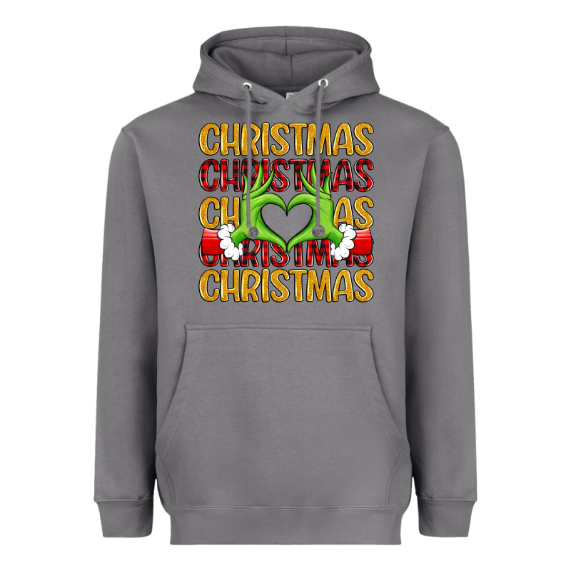 Christmas Grinch Heart Hands Heavyweight Hoodie by MaliasSmallBusiness | Teevron