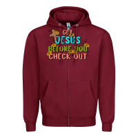 Burgundy get jesus before you check out Zipper Hoodie - MaliasSmallBusiness