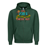 Sports Green get jesus before you check out Zipper Hoodie - MaliasSmallBusiness