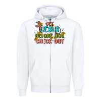 White get jesus before you check out Zipper Hoodie - MaliasSmallBusiness
