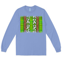 Colony Blue Western St. Patrick's Shamrock Cross Leopard Brushstroke Long Sleeve Tee - Artiststas
