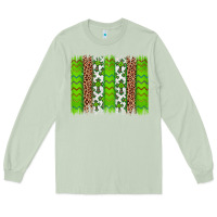 Matcha Western St. Patrick's Shamrock Cross Leopard Brushstroke Long Sleeve Tee - Artiststas