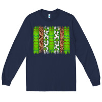 Navy Western St. Patrick's Shamrock Cross Leopard Brushstroke Long Sleeve Tee - Artiststas