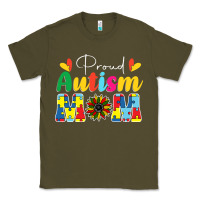 Army Green Proud Autism Mom sunflower Classic Tee - CowhideDigitalArt