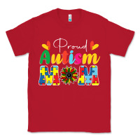 Red Proud Autism Mom sunflower Classic Tee - CowhideDigitalArt