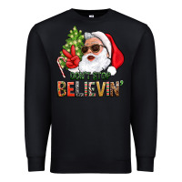Black Don't Stop Believing Santa Premium Sweatshirt - BundleAndBundleShop