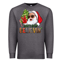 Charcoal Heather Don't Stop Believing Santa Premium Sweatshirt - BundleAndBundleShop