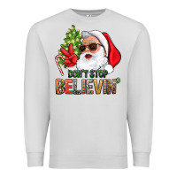 Dove Grey Don't Stop Believing Santa Premium Sweatshirt - BundleAndBundleShop