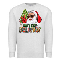Oatmeal Heather Don't Stop Believing Santa Premium Sweatshirt - BundleAndBundleShop