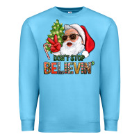 Ocean Blue Don't Stop Believing Santa Premium Sweatshirt - BundleAndBundleShop