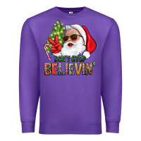 Purple Don't Stop Believing Santa Premium Sweatshirt - BundleAndBundleShop