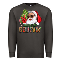 Smoke Don't Stop Believing Santa Premium Sweatshirt - BundleAndBundleShop