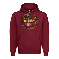 Burgundy when he was one the cross i was one his mind Zipper Hoodie - MaliasSmallBusiness