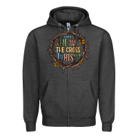 Charcoal Heather when he was one the cross i was one his mind Zipper Hoodie - MaliasSmallBusiness