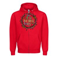 Red when he was one the cross i was one his mind Zipper Hoodie - MaliasSmallBusiness