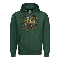 Sports Green when he was one the cross i was one his mind Zipper Hoodie - MaliasSmallBusiness
