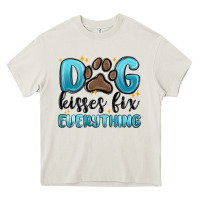 Cream dog kisses fix everything Heavy Core Tee - MaliasSmallBusiness