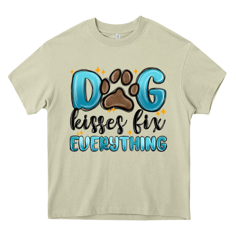 Dog Kisses Fix Everything Heavy Core Tee by MaliasSmallBusiness | Teevron