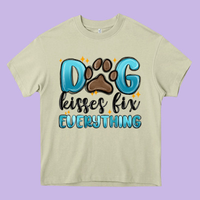 Dog Kisses Fix Everything Heavy Core Tee Designed By Maliassmallbusiness