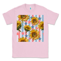 Bubblegum Pink patriotic sunflowers stripes and stars seamless patrern Classic Tee - BundleAndBundleShop
