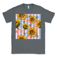 Charcoal Heather patriotic sunflowers stripes and stars seamless patrern Classic Tee - BundleAndBundleShop