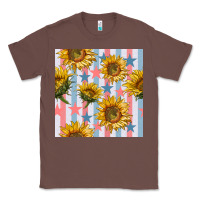 Chestnut patriotic sunflowers stripes and stars seamless patrern Classic Tee - BundleAndBundleShop