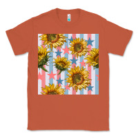 Copper patriotic sunflowers stripes and stars seamless patrern Classic Tee - BundleAndBundleShop
