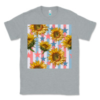 Heather Grey patriotic sunflowers stripes and stars seamless patrern Classic Tee - BundleAndBundleShop