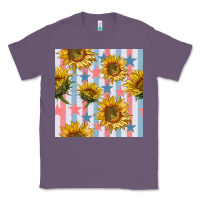 Lavender patriotic sunflowers stripes and stars seamless patrern Classic Tee - BundleAndBundleShop