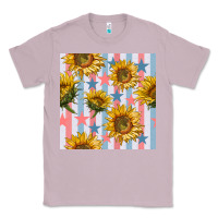 Lilac patriotic sunflowers stripes and stars seamless patrern Classic Tee - BundleAndBundleShop