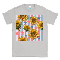 Moon Dust patriotic sunflowers stripes and stars seamless patrern Classic Tee - BundleAndBundleShop