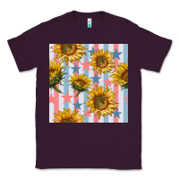 Plum patriotic sunflowers stripes and stars seamless patrern Classic Tee - BundleAndBundleShop